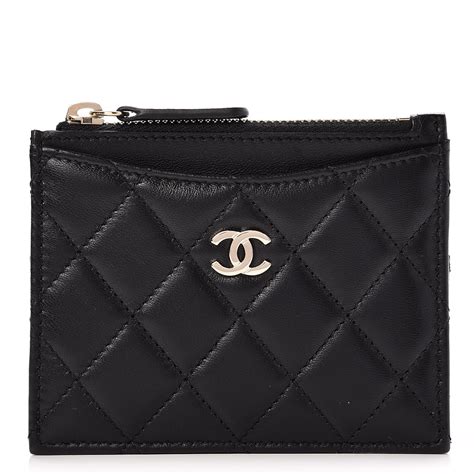 chanel zip top card holder